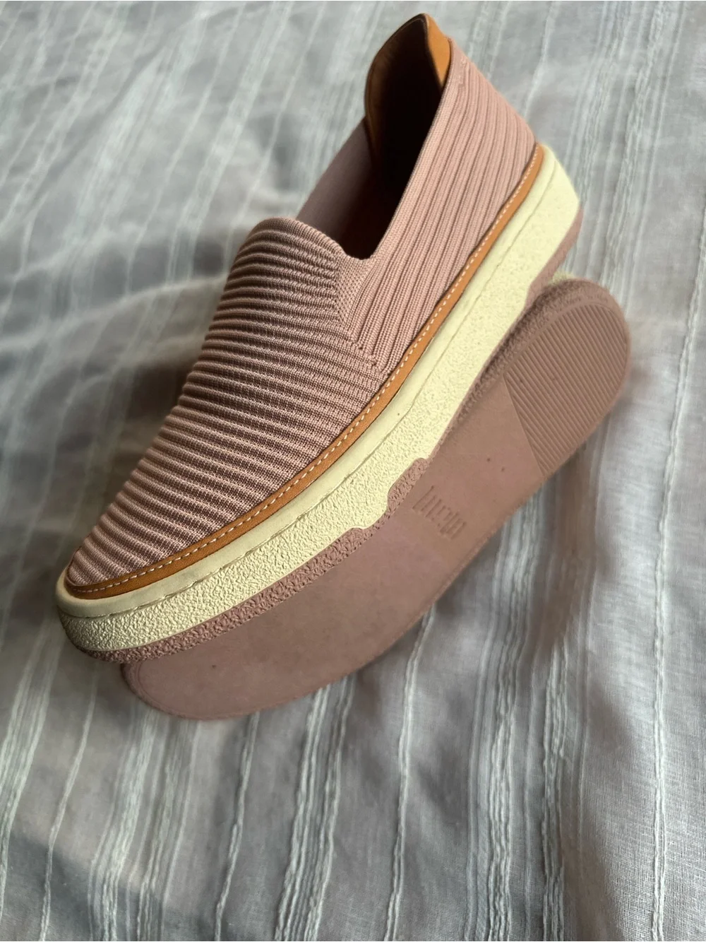 Mi.iM Parker Knit Slip-On Platform Sneakers Blush Pink/Tan | 8  NWOB